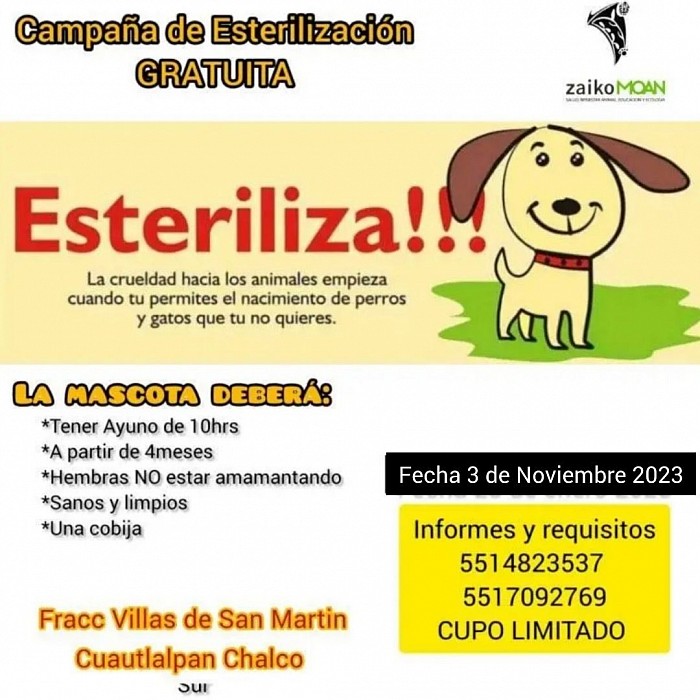 Campaña de esterilización del 3 de nov 2023